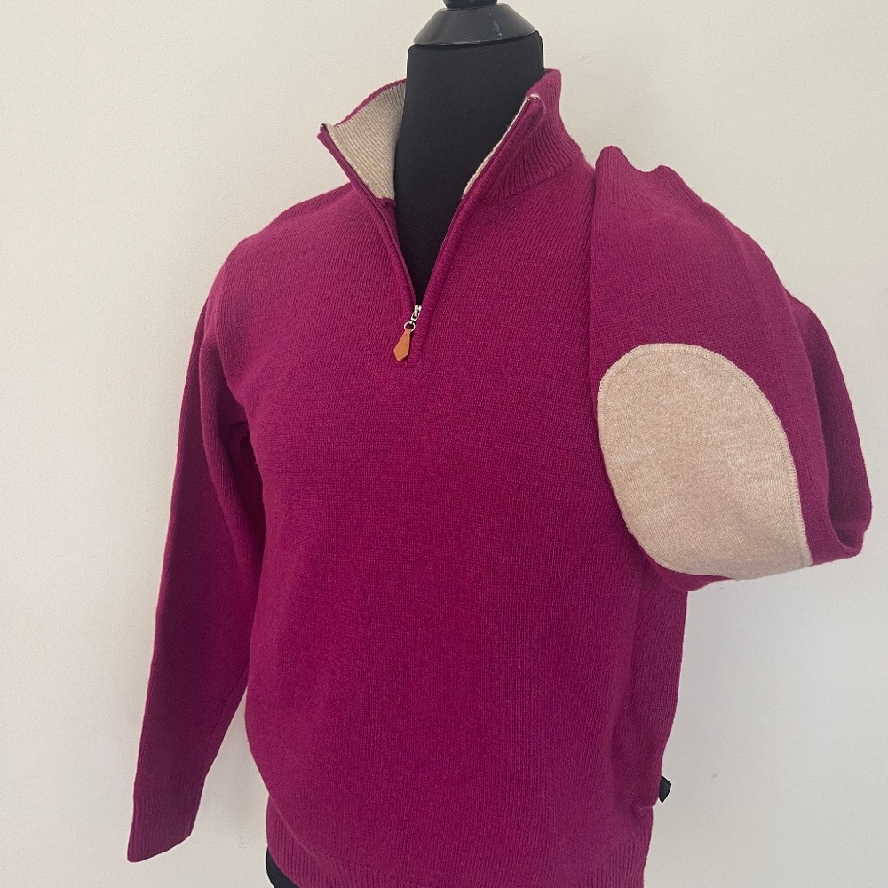 New Hugo Boss Sweater Half Zip Burgundy Red Wool Pullover Sweater